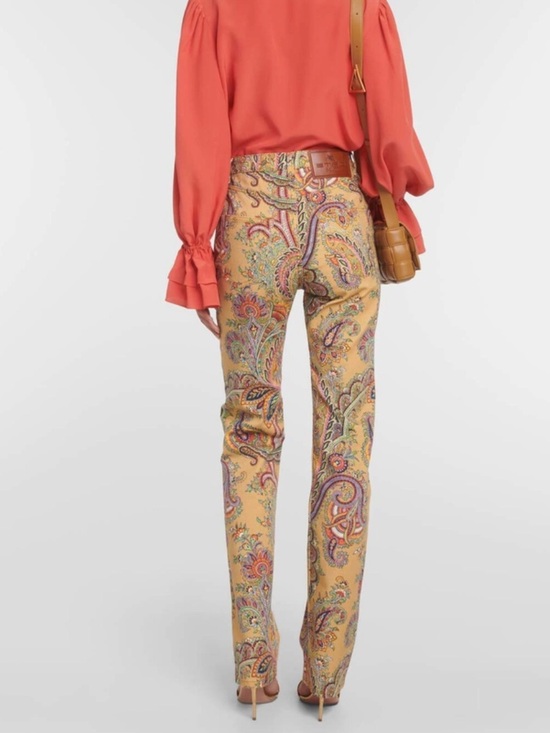 Etro Denim - New ETRO Paisley Print High-Rise Straight Leg Slim Jeans Size 26